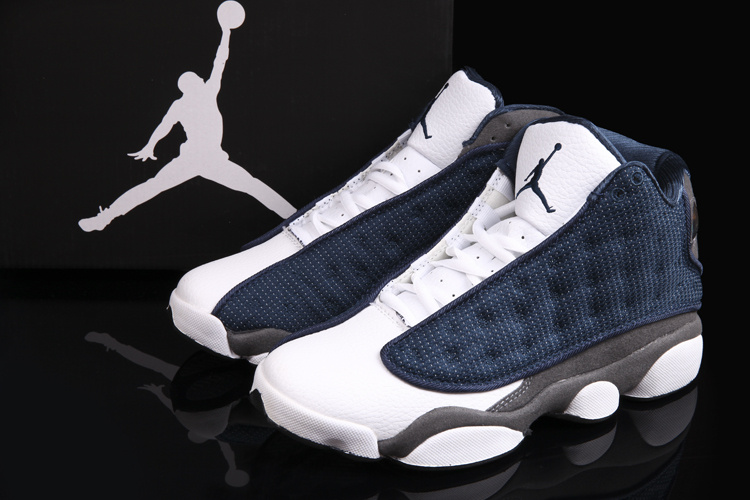 Air Jordan 13 Women Shoes Dark Blue/White Online